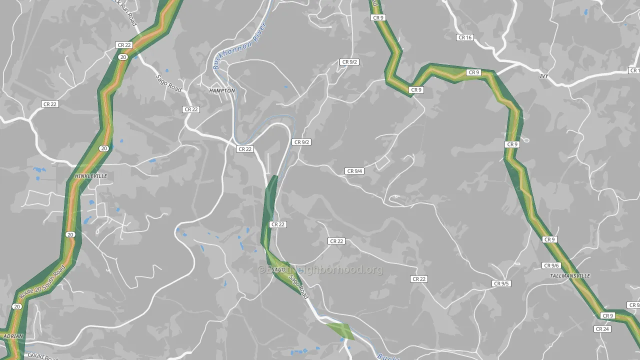Sago, WV Map of Noise Levels in Sago
