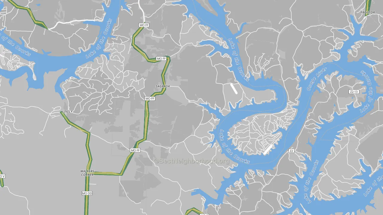 Sagrada, MO Map of Noise Levels in Sagrada