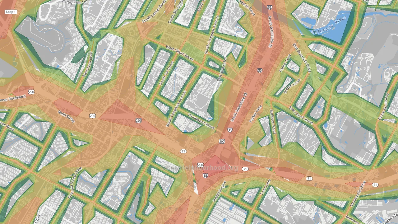 Saint Edwards, Austin, TX Map of Noise Levels in Saint Edwards