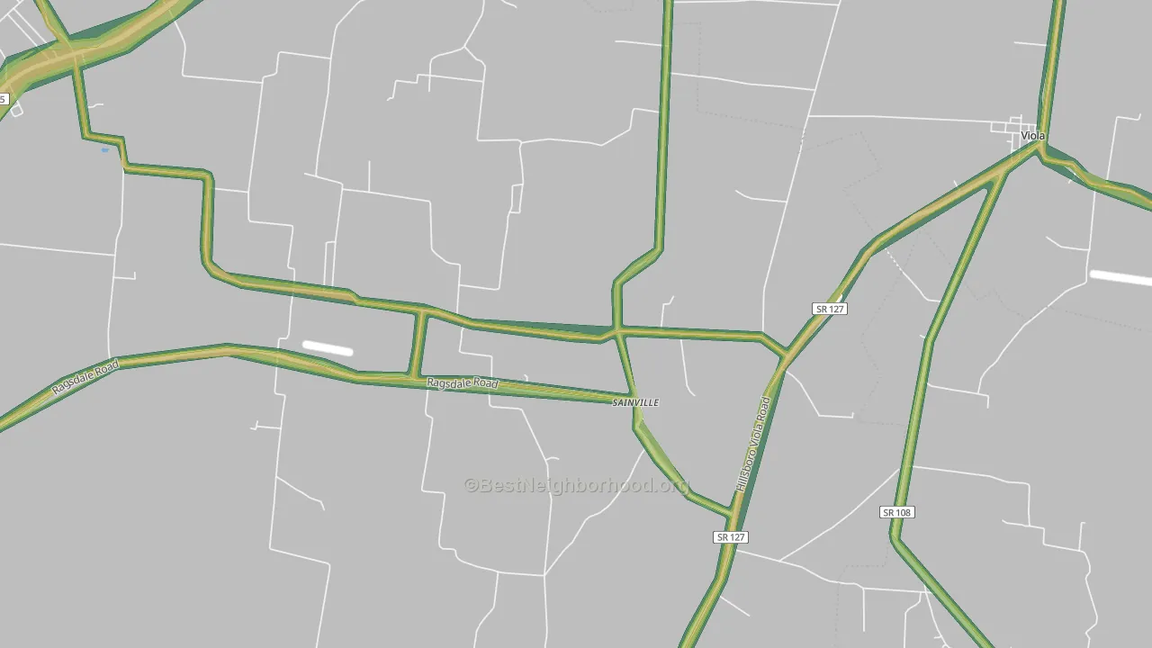 Sainville, TN Map of Noise Levels in Sainville