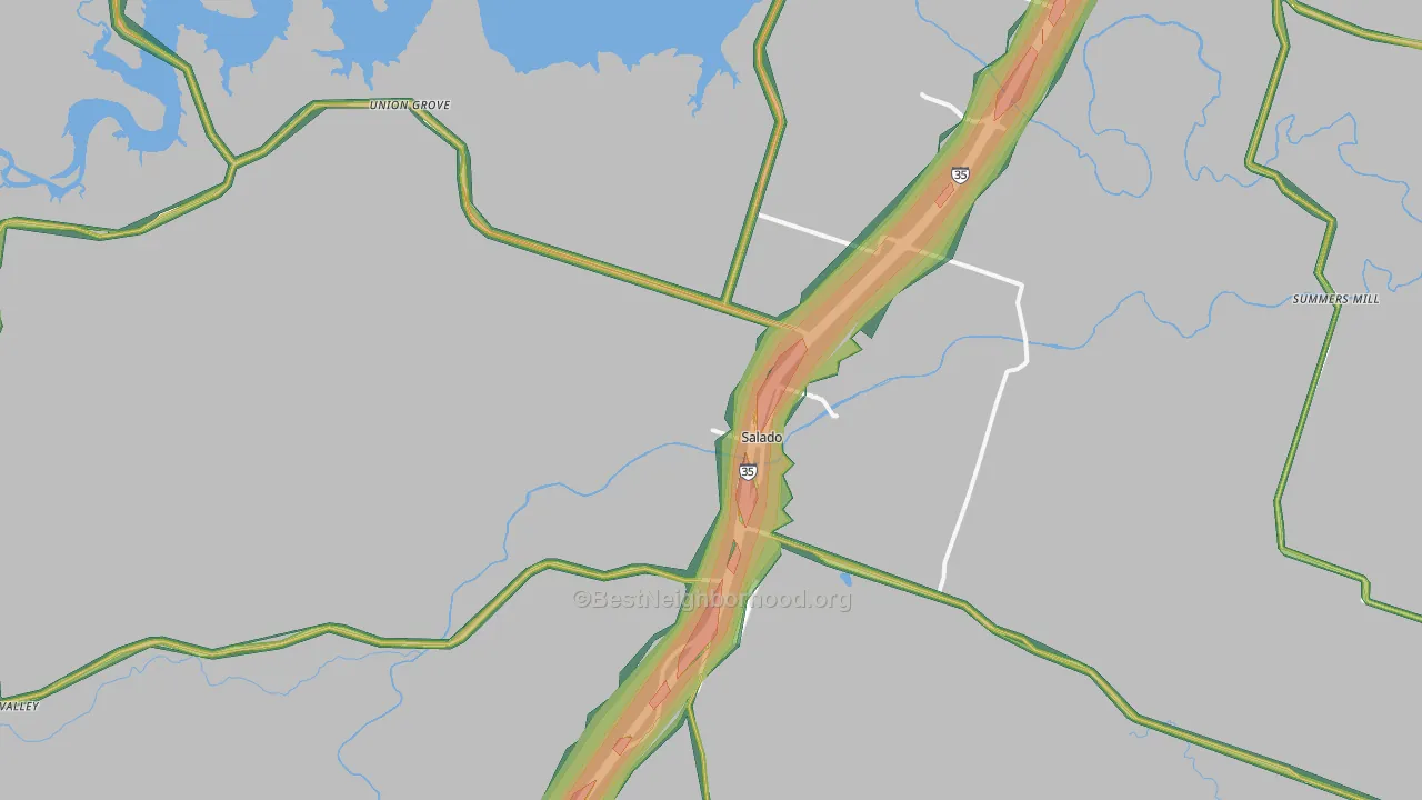 Salado, TX Map of Noise Levels in Salado