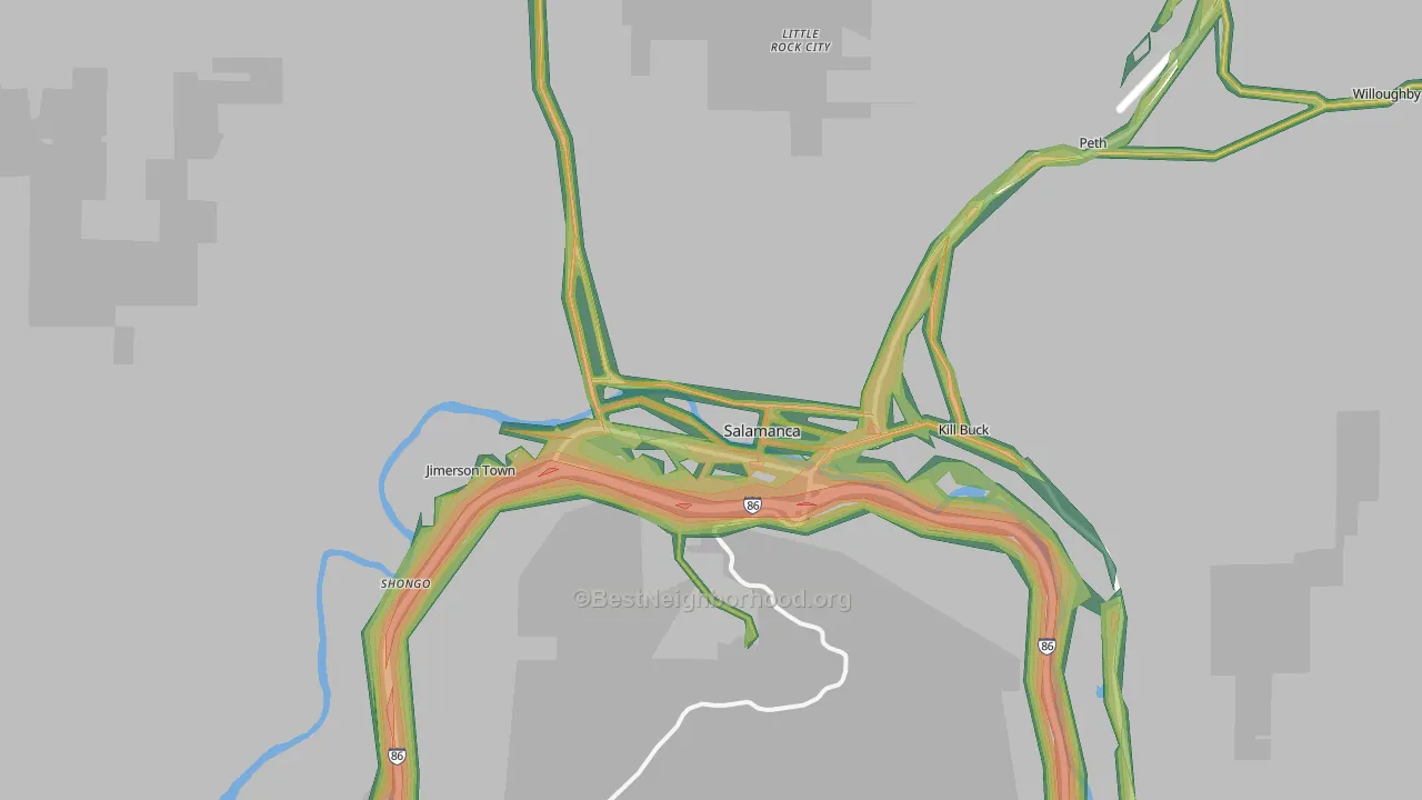 Salamanca, NY Map of Noise Levels in Salamanca