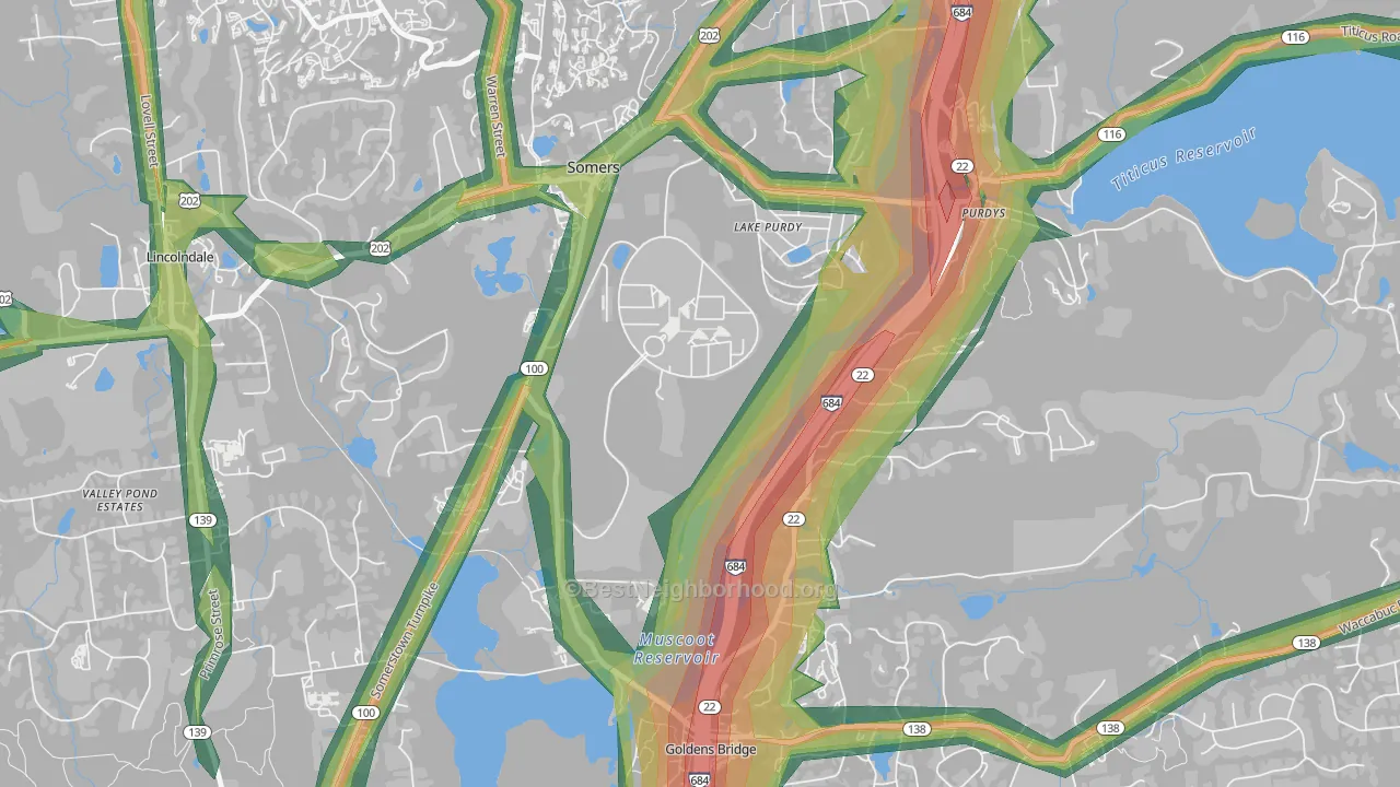 Salem Center, NY Map of Noise Levels in Salem Center