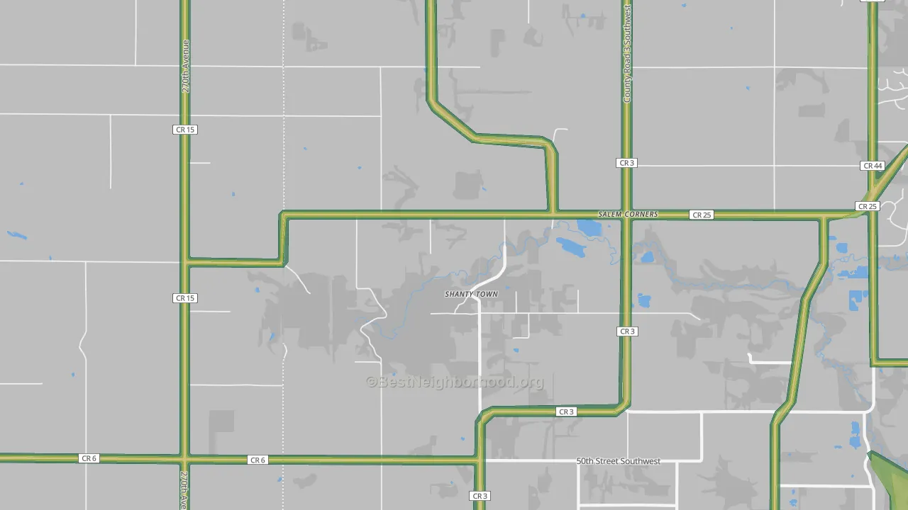 Salem Corners, MN Map of Noise Levels in Salem Corners