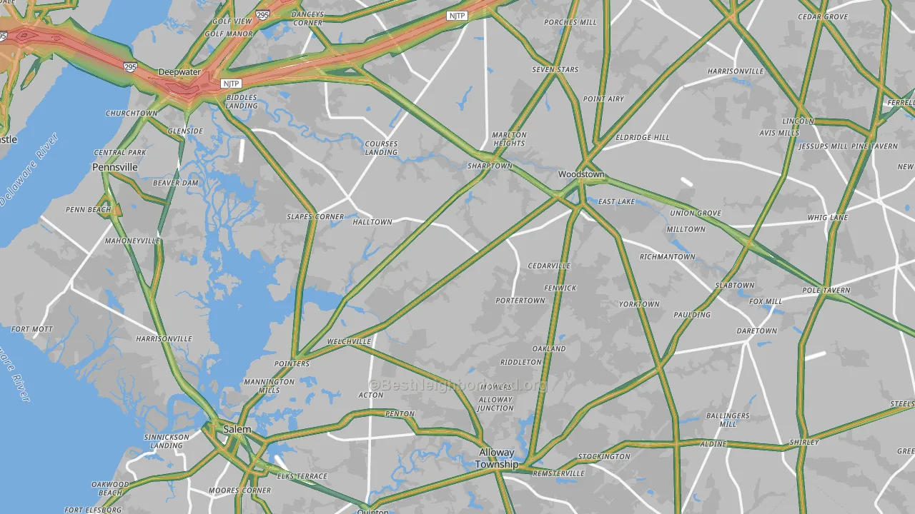 Salem County, NJ Map of Noise Levels in Salem County