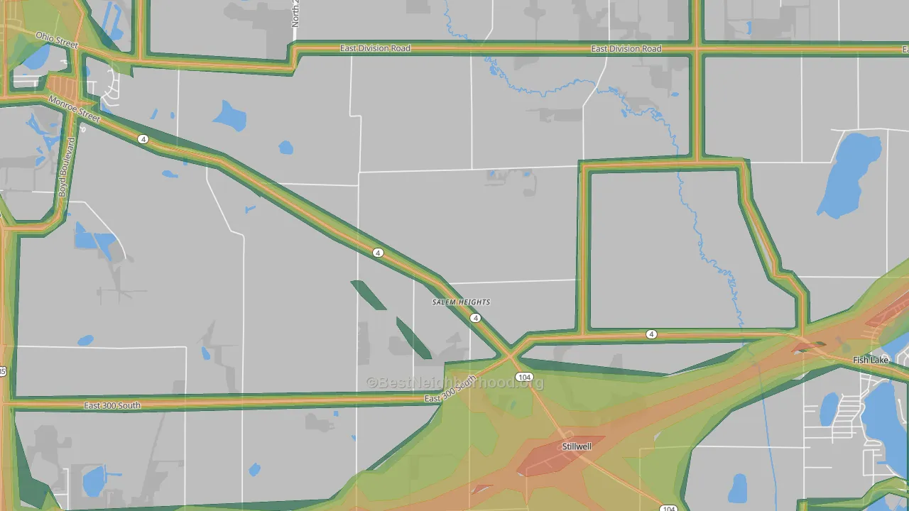 Salem Heights, IN Map of Noise Levels in Salem Heights