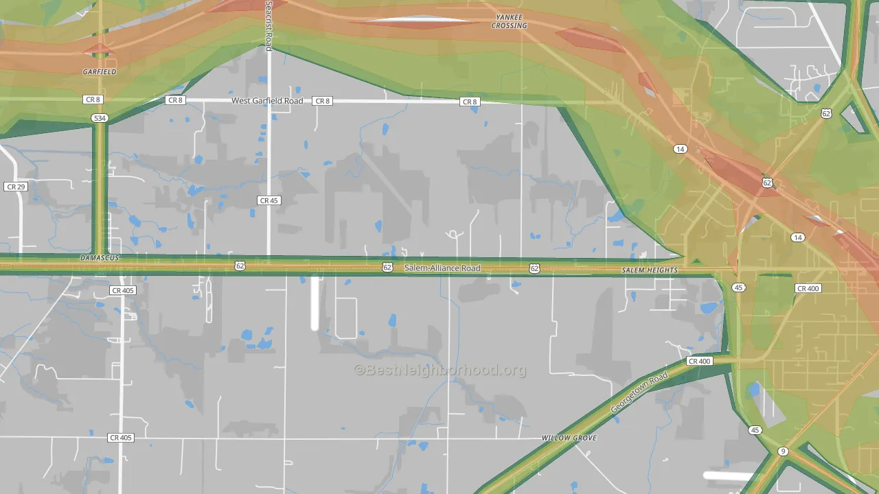 Salem Heights, OH Map of Noise Levels in Salem Heights