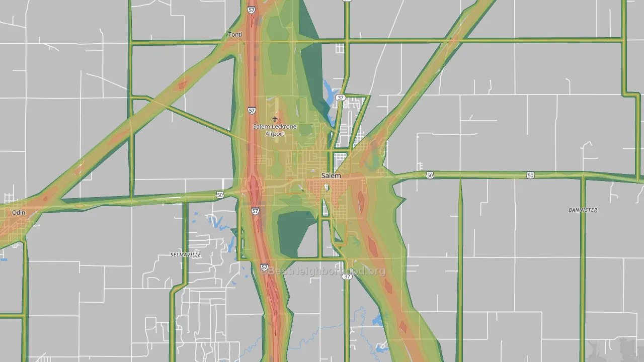 Salem, IL Map of Noise Levels in Salem