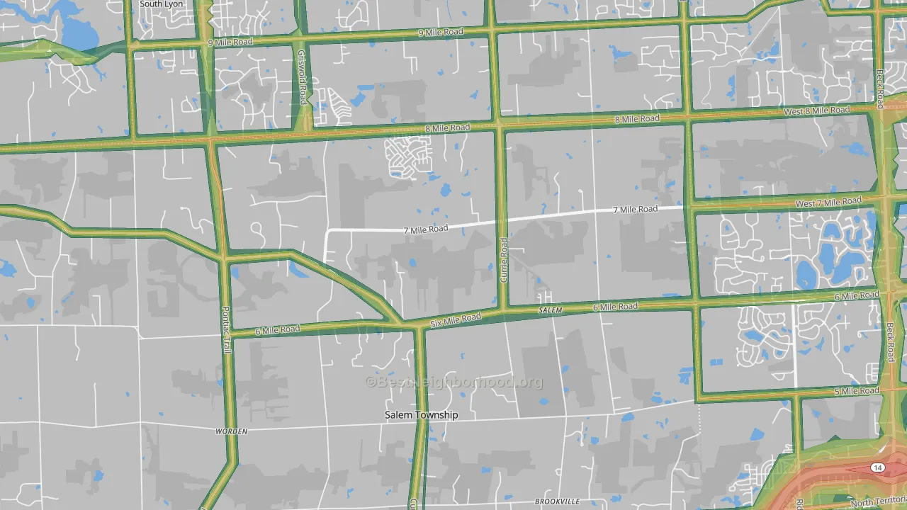 Salem, MI Map of Noise Levels in Salem