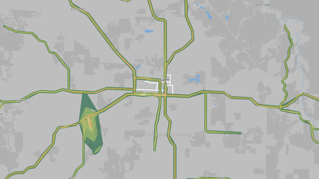 Salem, MO Map of Noise Levels in Salem