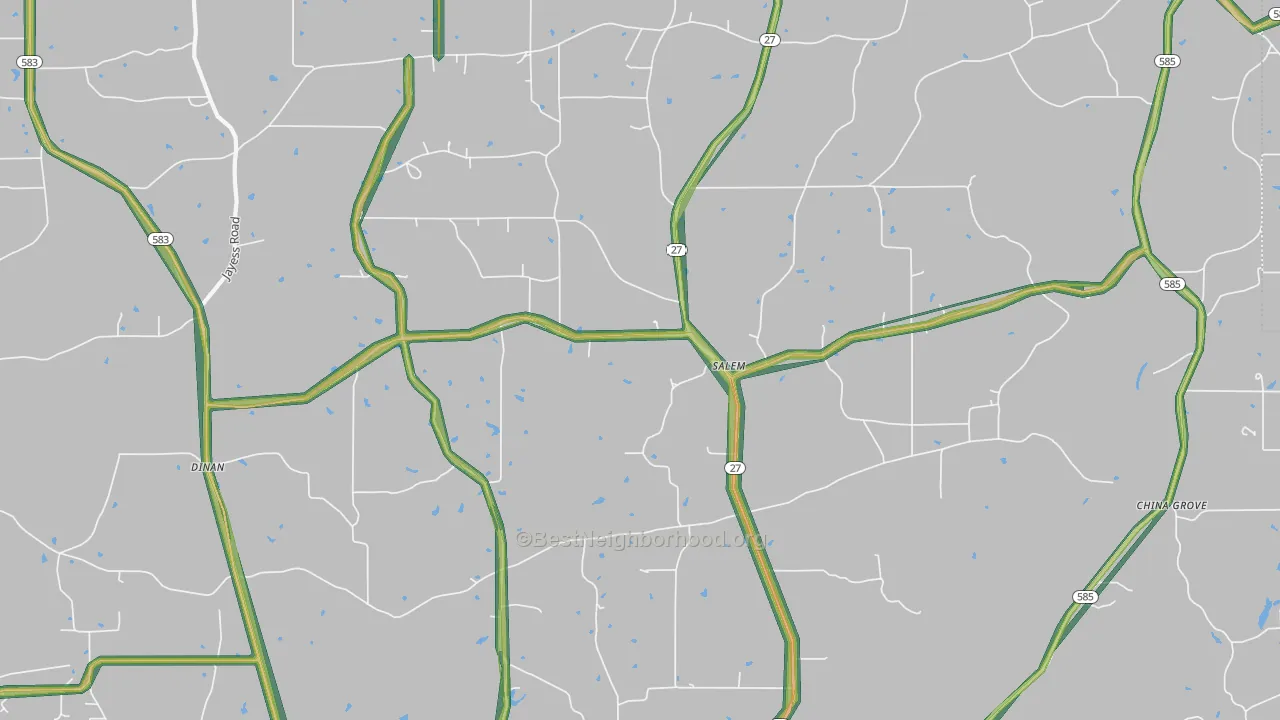 Salem, MS Map of Noise Levels in Salem