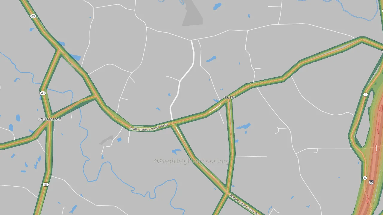 Salem, NC Map of Noise Levels in Salem