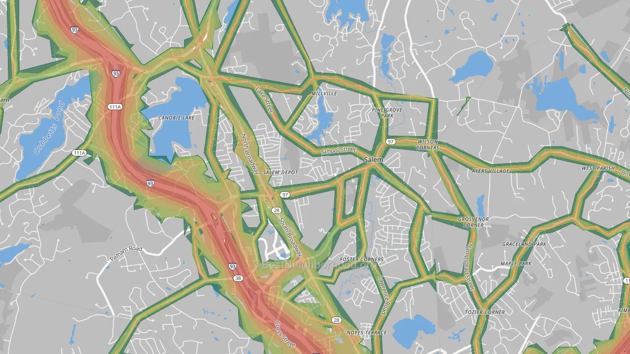Salem, NH Map of Noise Levels in Salem