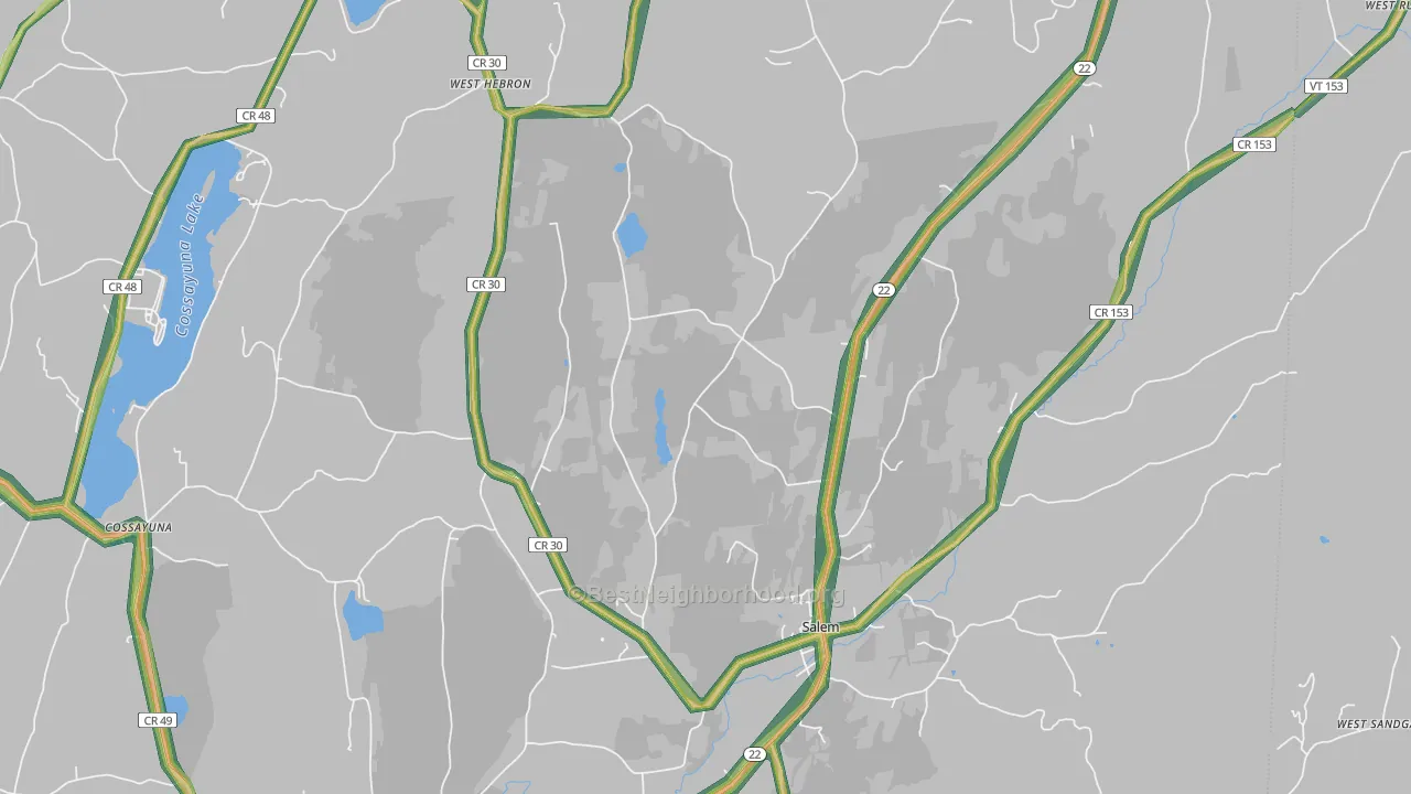 Salem, NY Map of Noise Levels in Salem