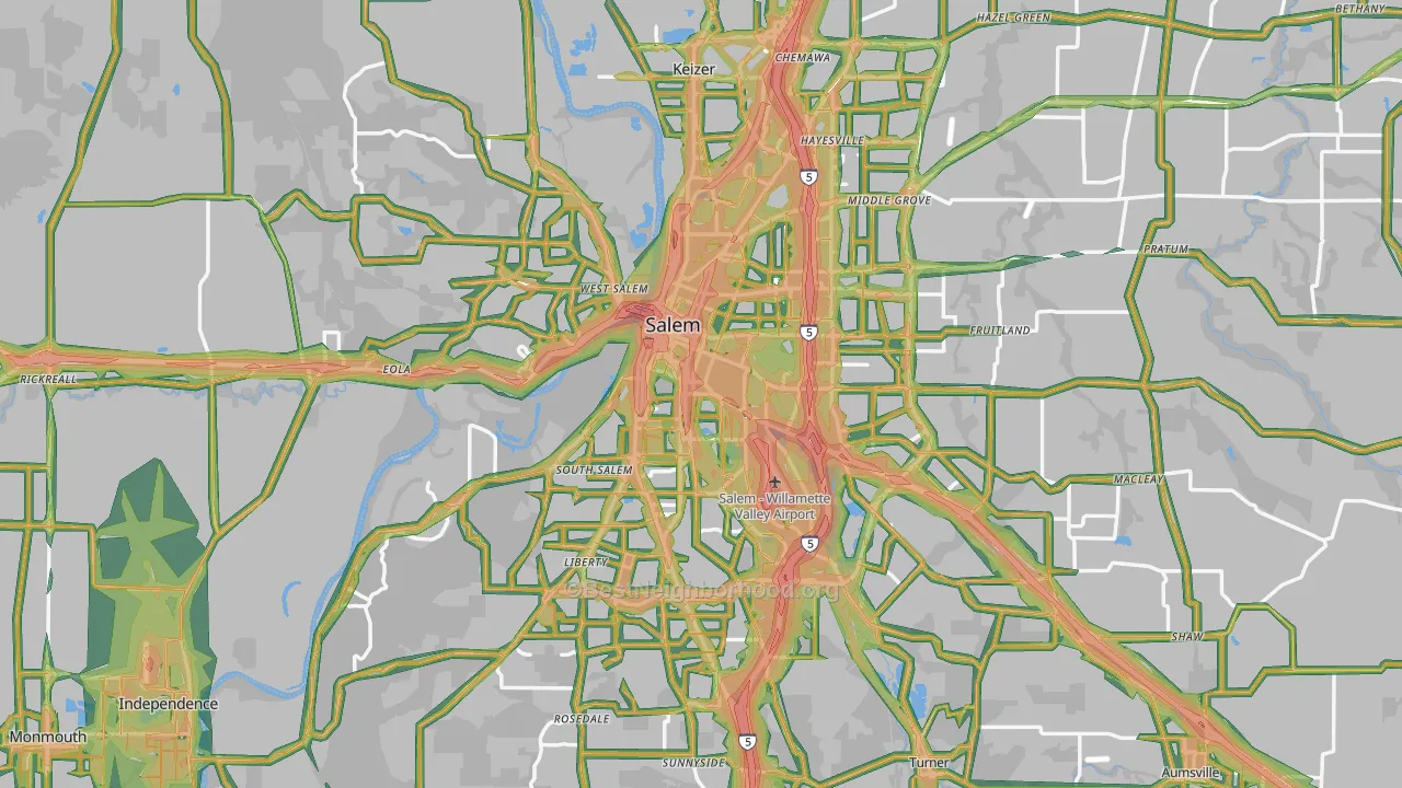 Salem, OR Map of Noise Levels in Salem