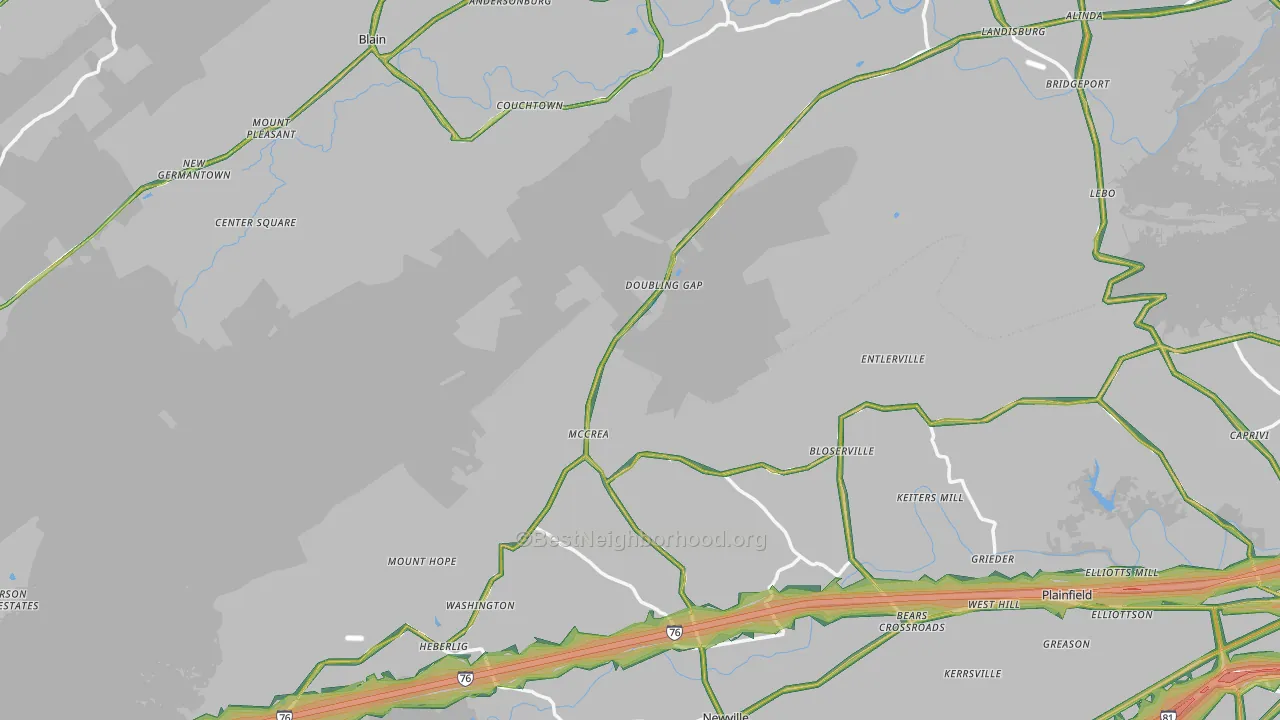 Salem, PA Map of Noise Levels in Salem
