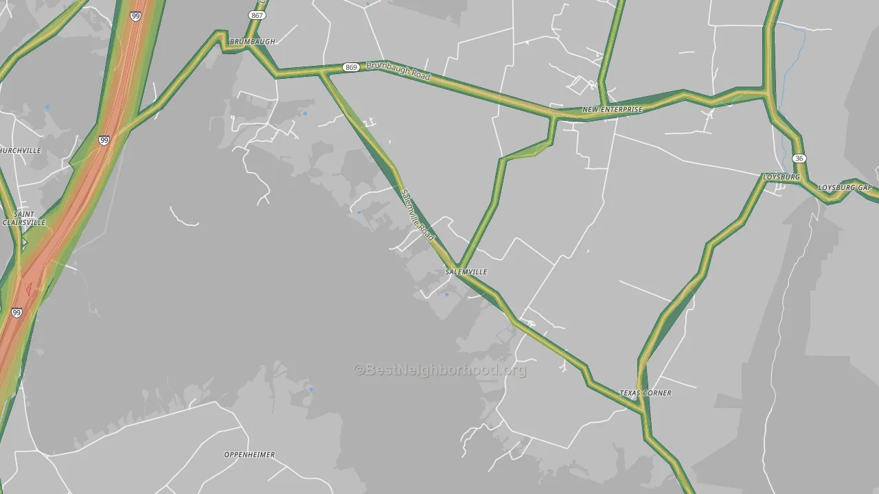 Salemville, PA Map of Noise Levels in Salemville