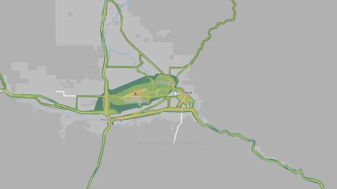Salida, CO Map of Noise Levels in Salida
