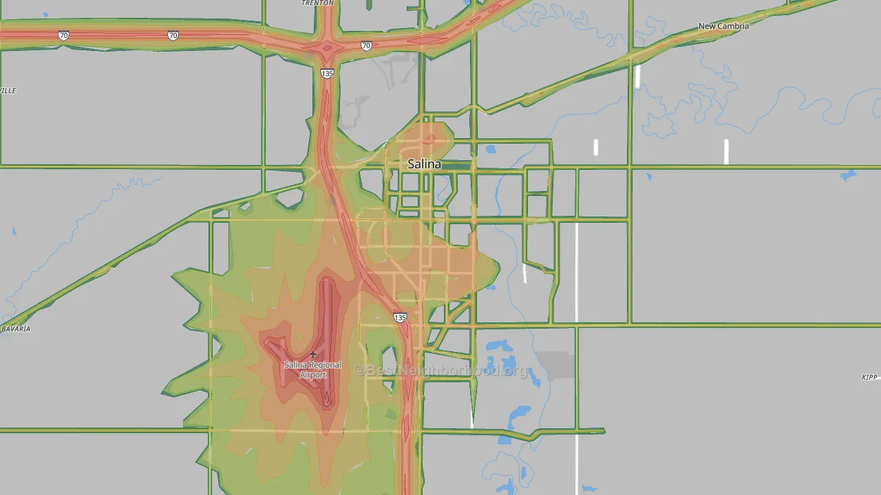 Salina, KS Map of Noise Levels in Salina