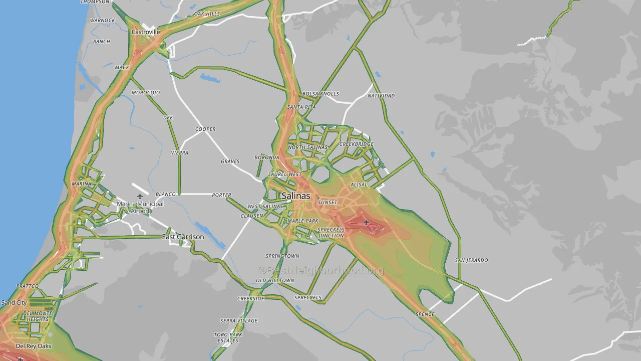 Salinas, CA Map of Noise Levels in Salinas