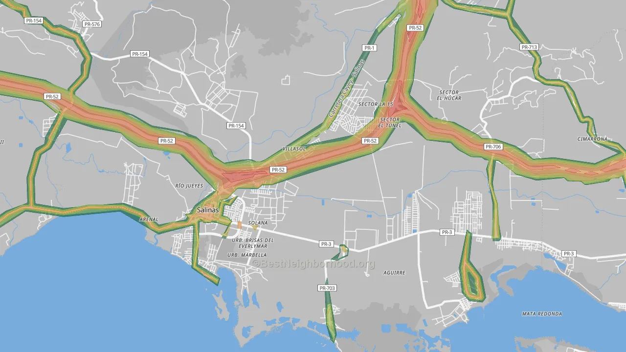 Salinas, PR Map of Noise Levels in Salinas