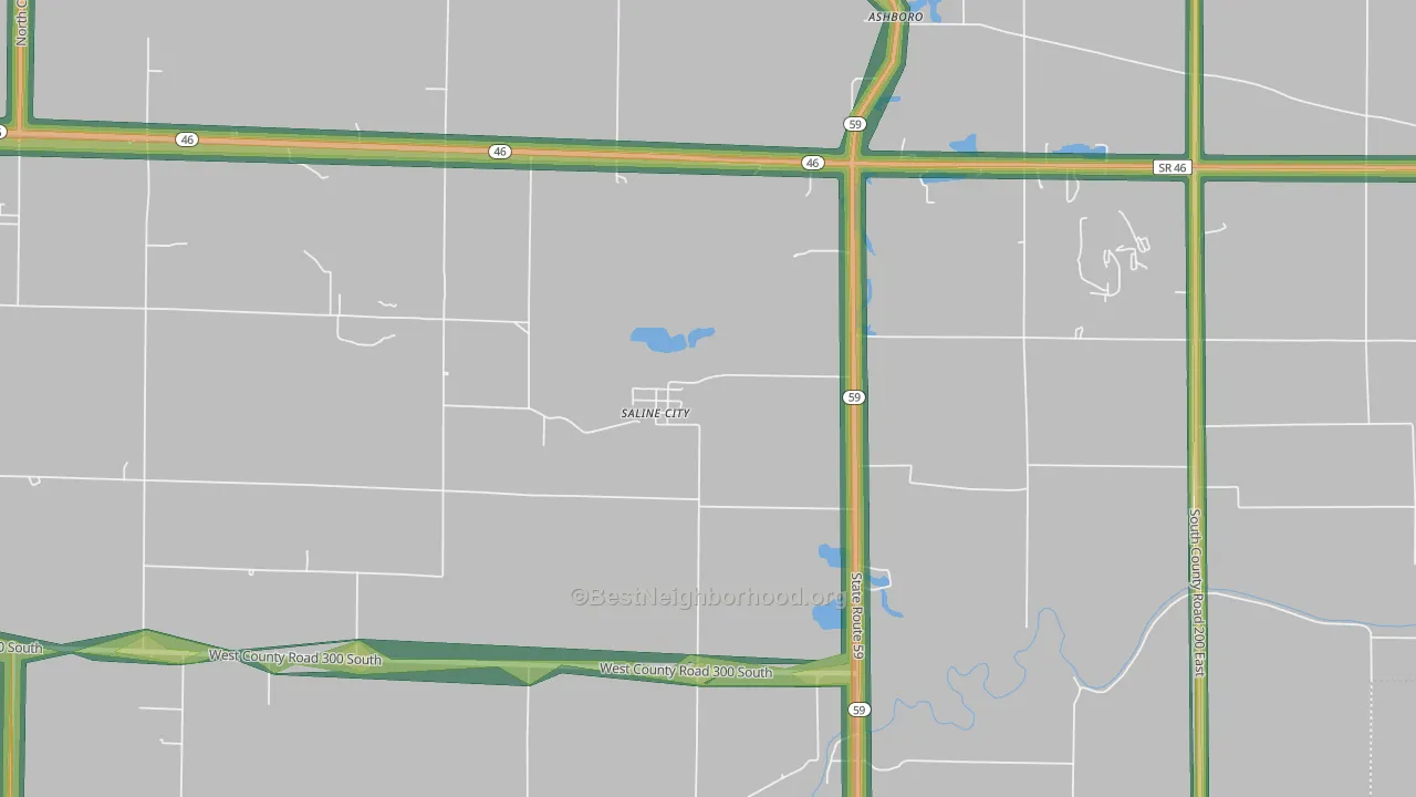 Saline City, IN Map of Noise Levels in Saline City