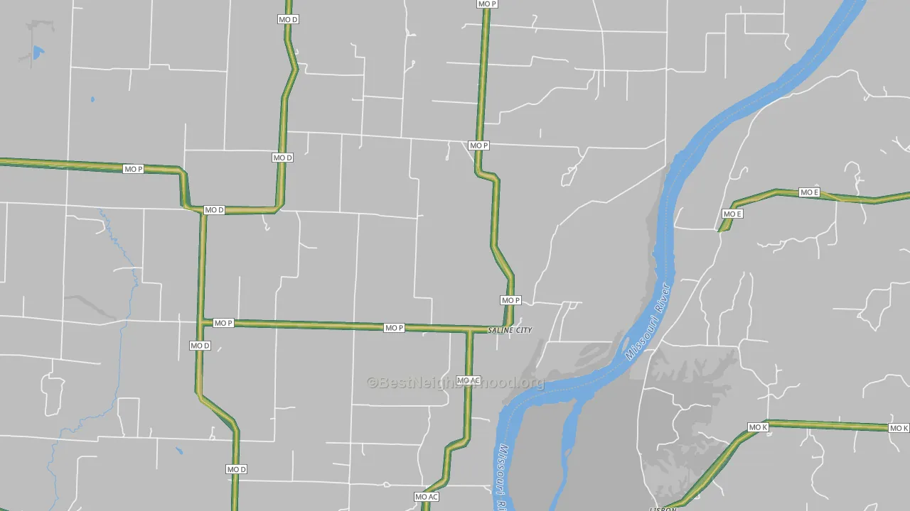 Saline City, MO Map of Noise Levels in Saline City