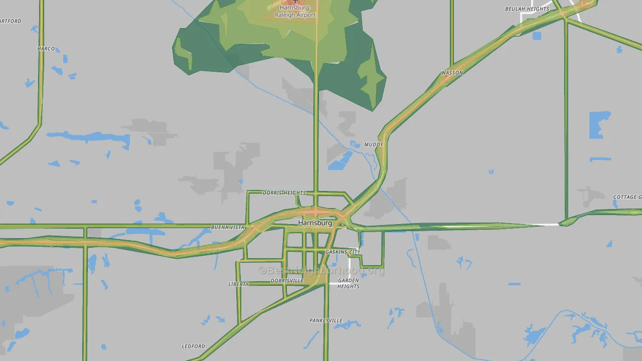 Saline County, IL Map of Noise Levels in Saline County