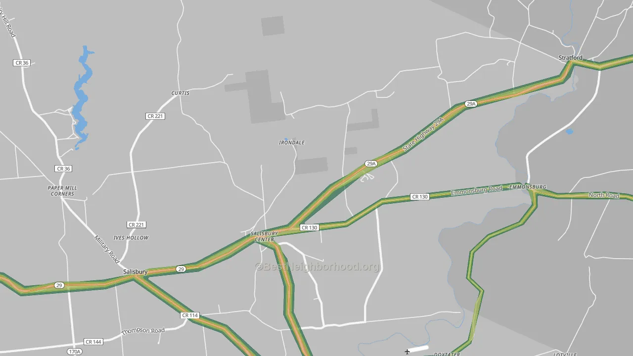 Salisbury Center, NY Map of Noise Levels in Salisbury Center