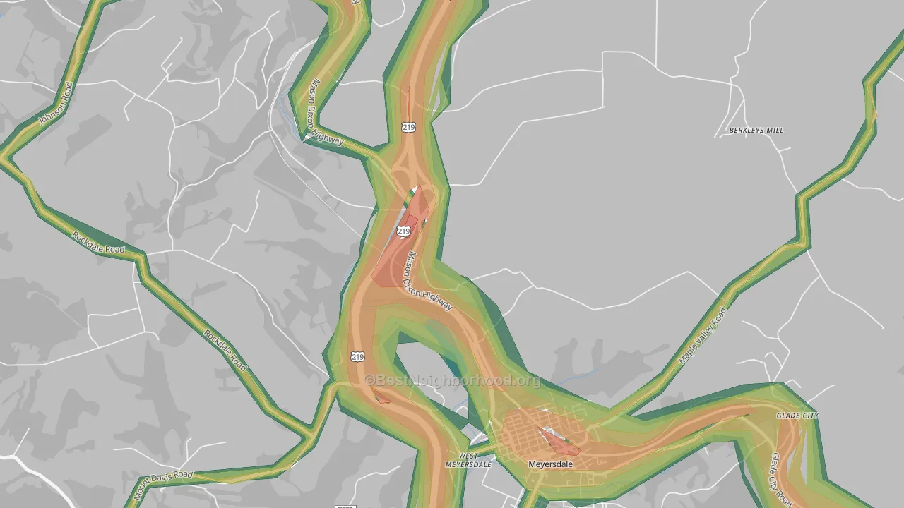 Salisbury Junction, PA Map of Noise Levels in Salisbury Junction