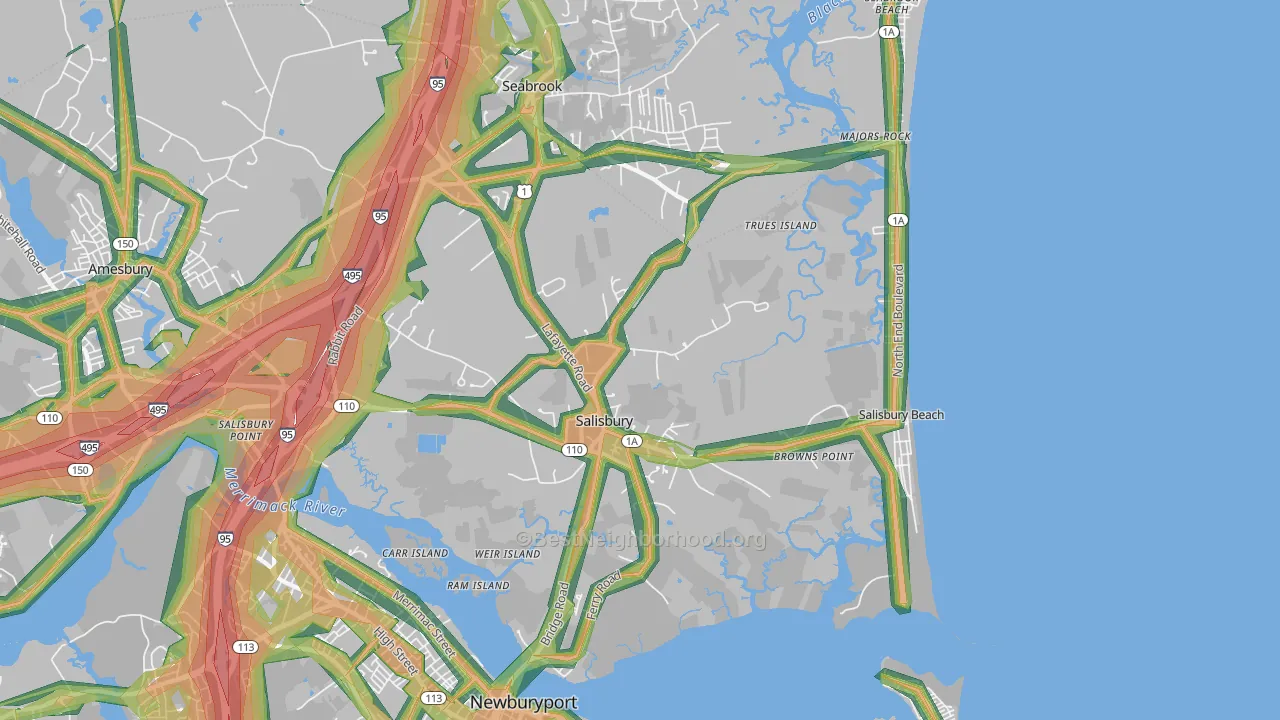 Salisbury, MA Map of Noise Levels in Salisbury