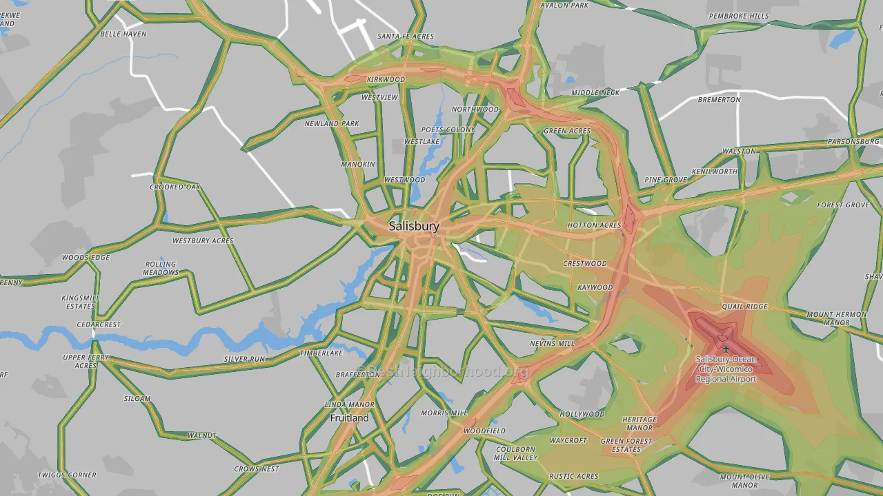 Salisbury, MD Map of Noise Levels in Salisbury