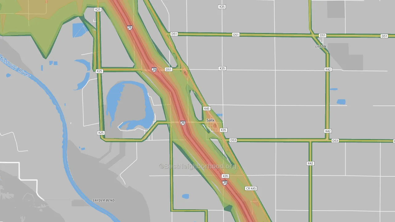 Salix, IA Map of Noise Levels in Salix