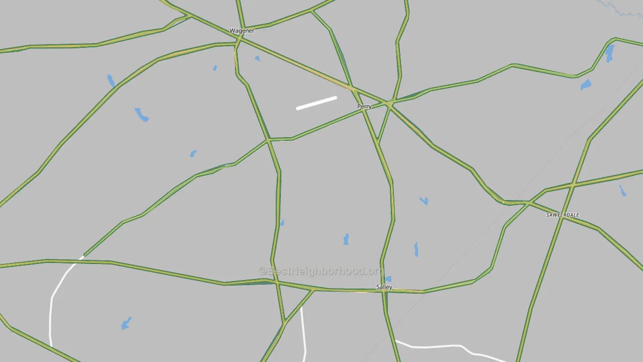 Salley, SC Map of Noise Levels in Salley