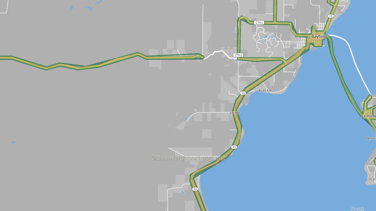 Salmo, WI Map of Noise Levels in Salmo