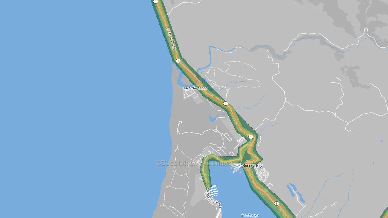 Salmon Creek, CA Map of Noise Levels in Salmon Creek