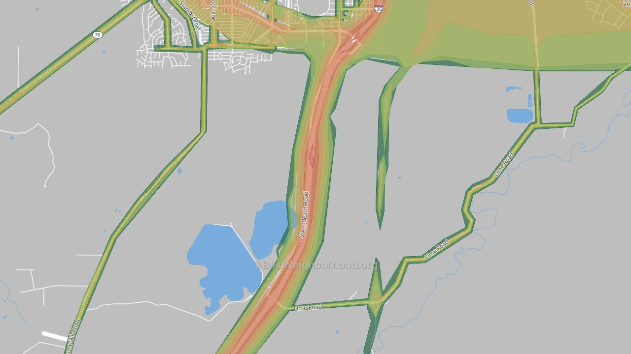 Salt Creek, CO Map of Noise Levels in Salt Creek