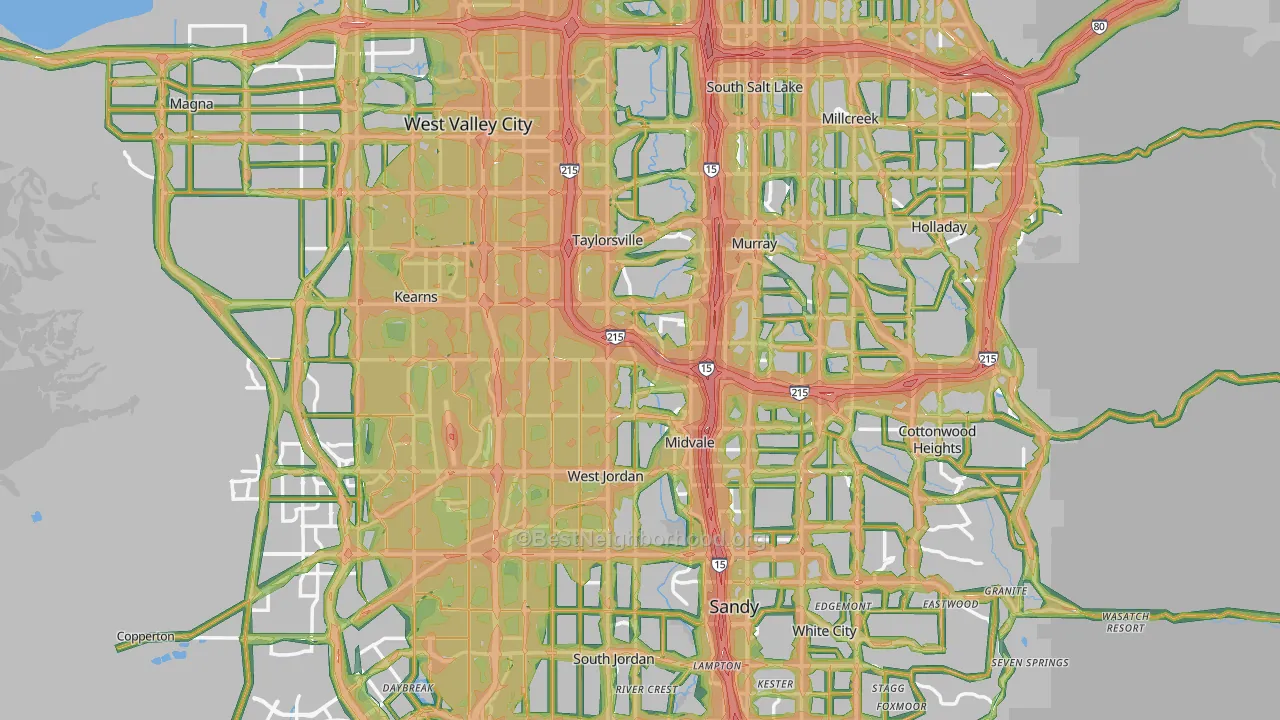 Salt Lake County, UT Map of Noise Levels in Salt Lake County