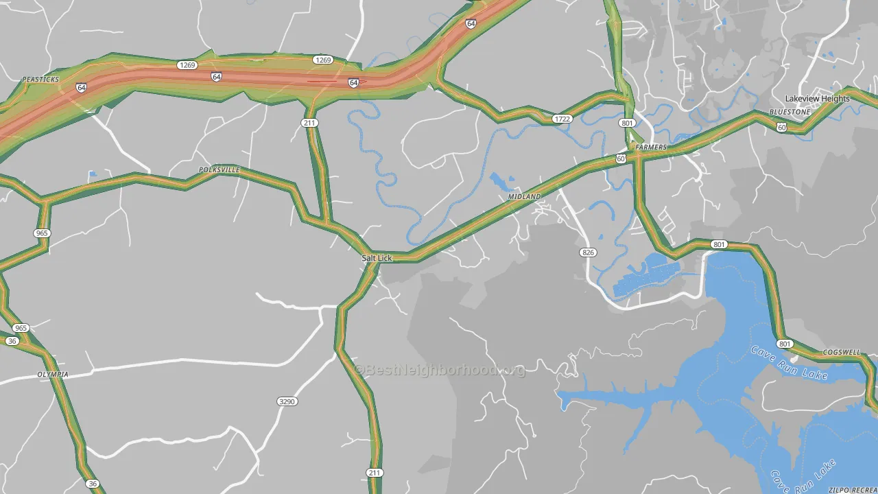 Salt Lick, KY Map of Noise Levels in Salt Lick