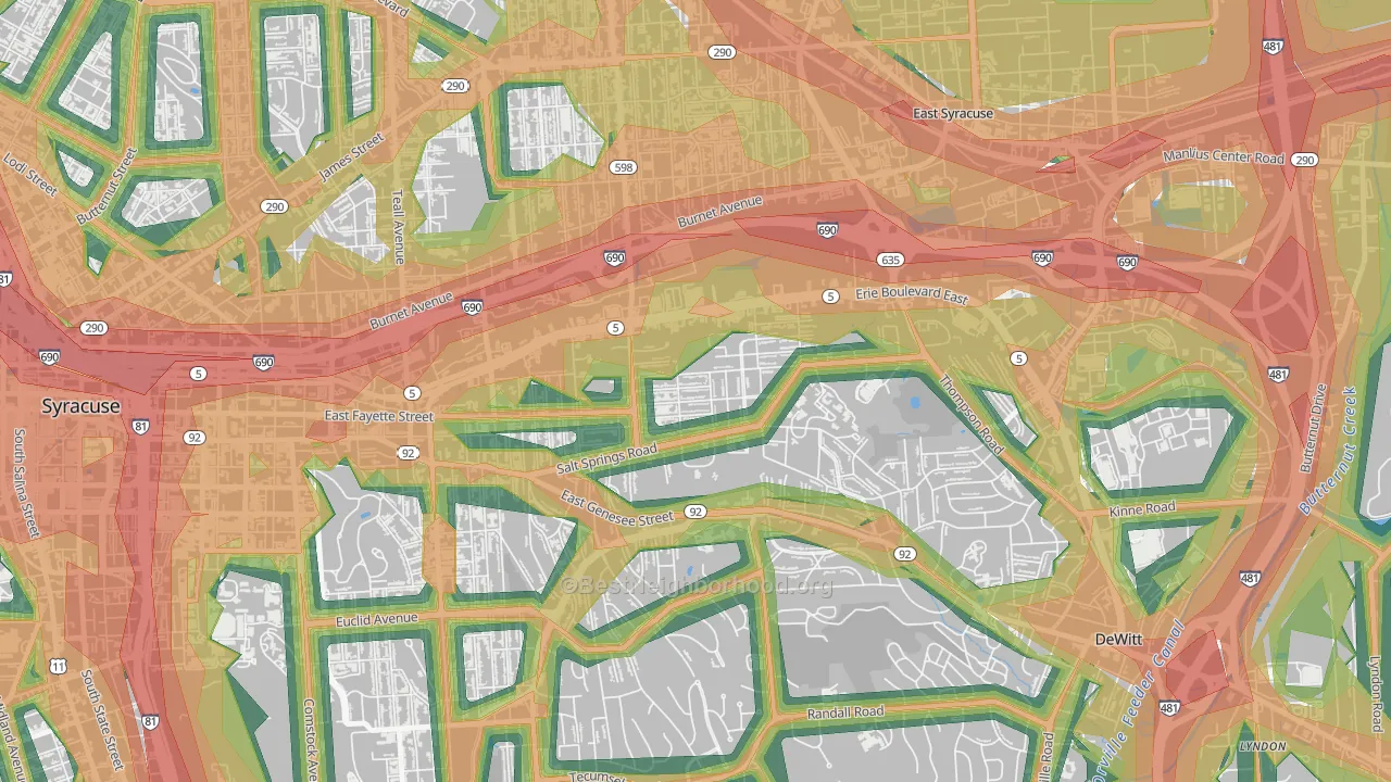 Salt Springs, Syracuse, NY Map of Noise Levels in Salt Springs