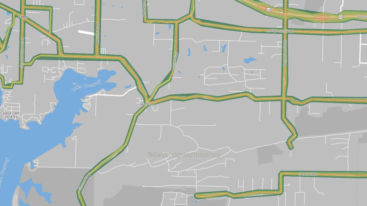 Saltillo, AR Map of Noise Levels in Saltillo
