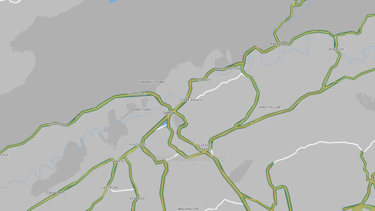 Saltville, VA Map of Noise Levels in Saltville