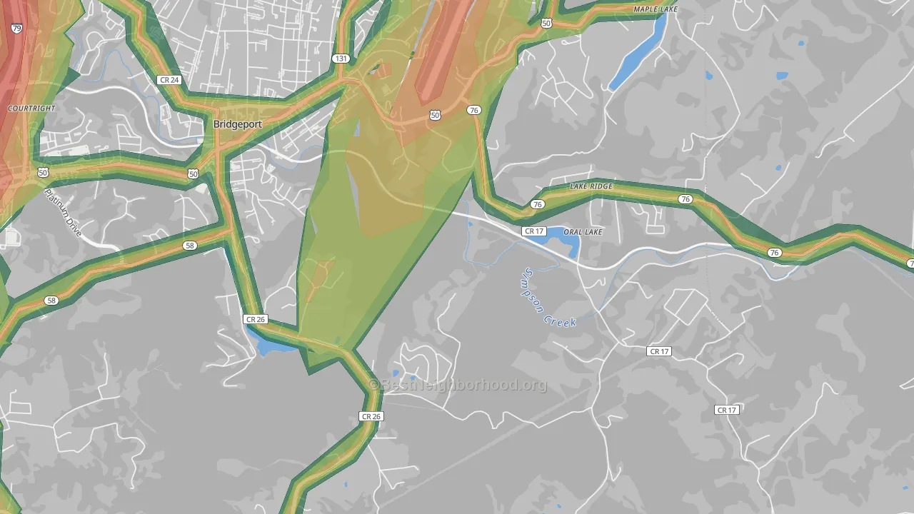 Saltwell, WV Map of Noise Levels in Saltwell