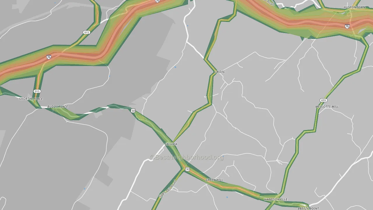 Saluvia, PA Map of Noise Levels in Saluvia