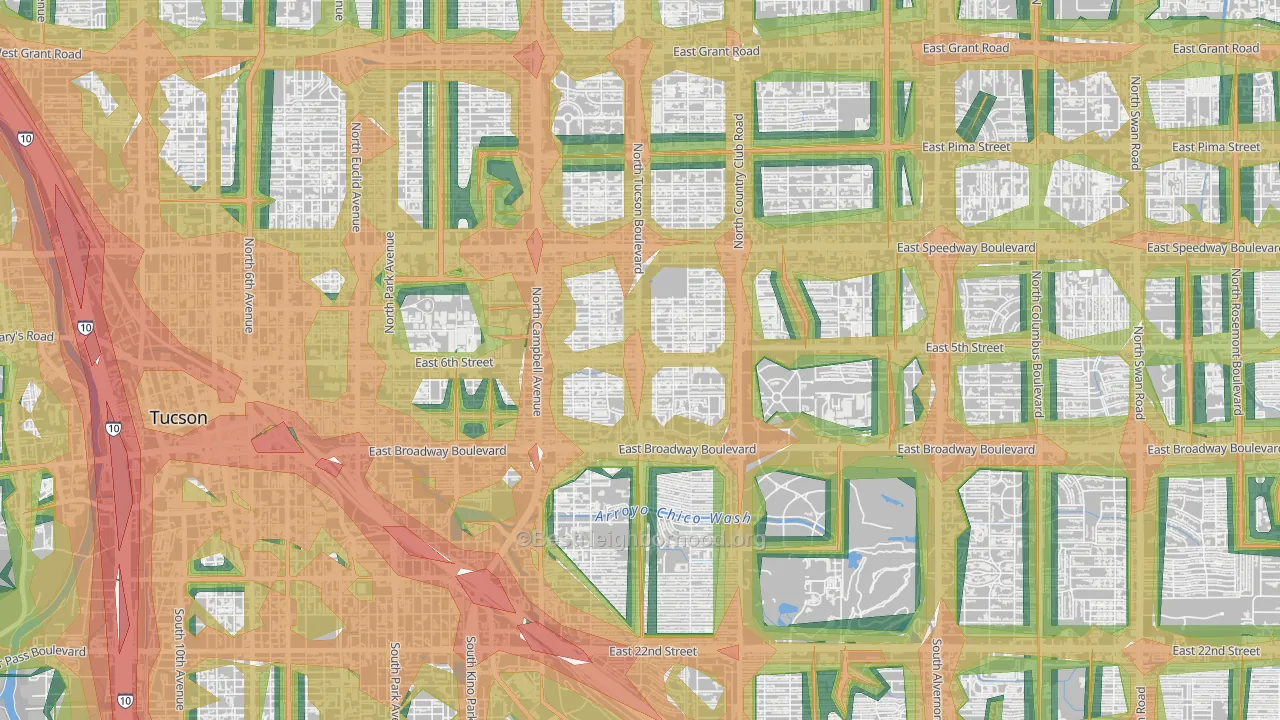 Sam Hughes, Tucson, AZ Map of Noise Levels in Sam Hughes