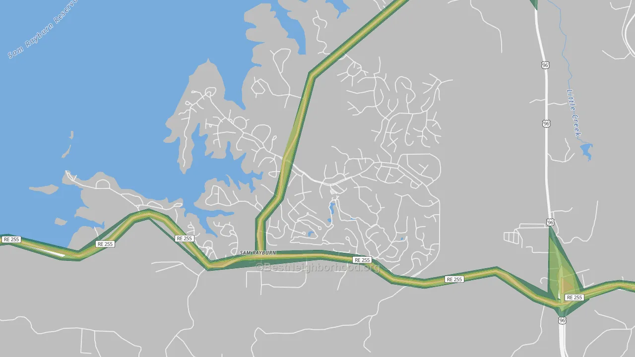 Sam Rayburn, TX Map of Noise Levels in Sam Rayburn
