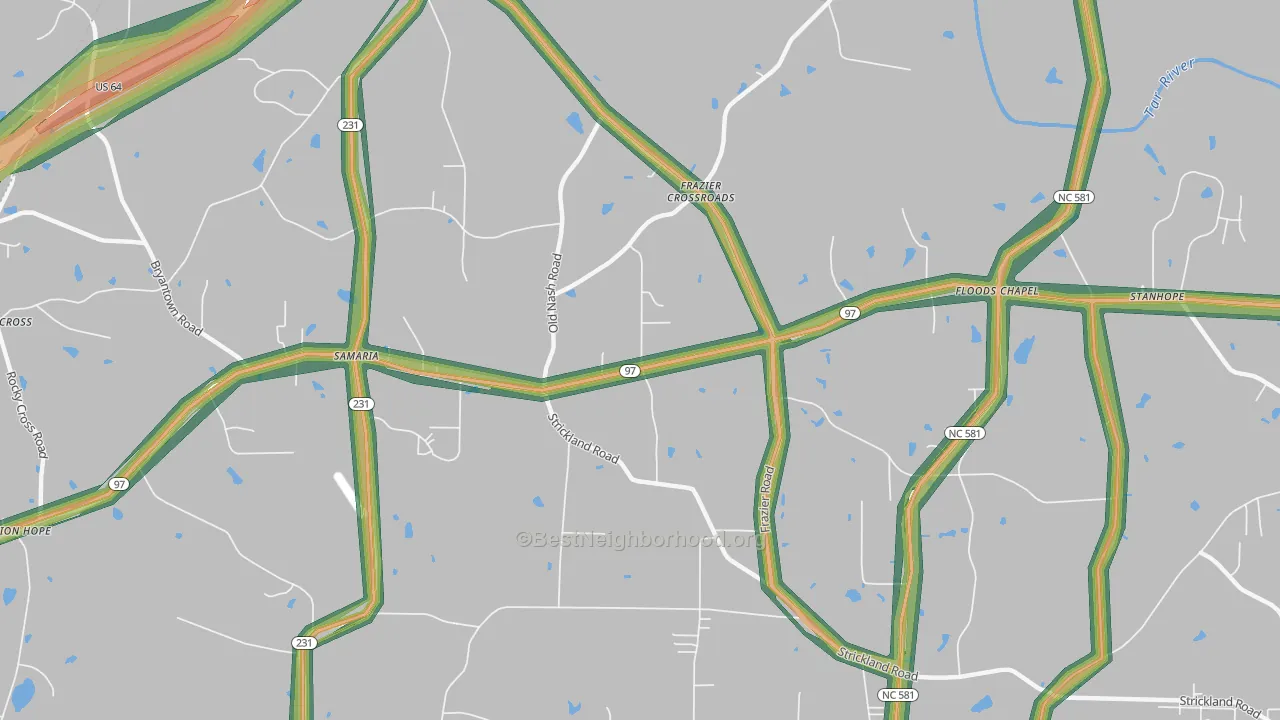Samaria, NC Map of Noise Levels in Samaria