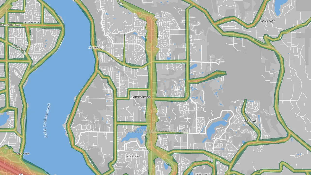 Sammamish, WA Map of Noise Levels in Sammamish