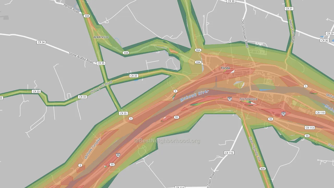 Sammonsville, NY Map of Noise Levels in Sammonsville
