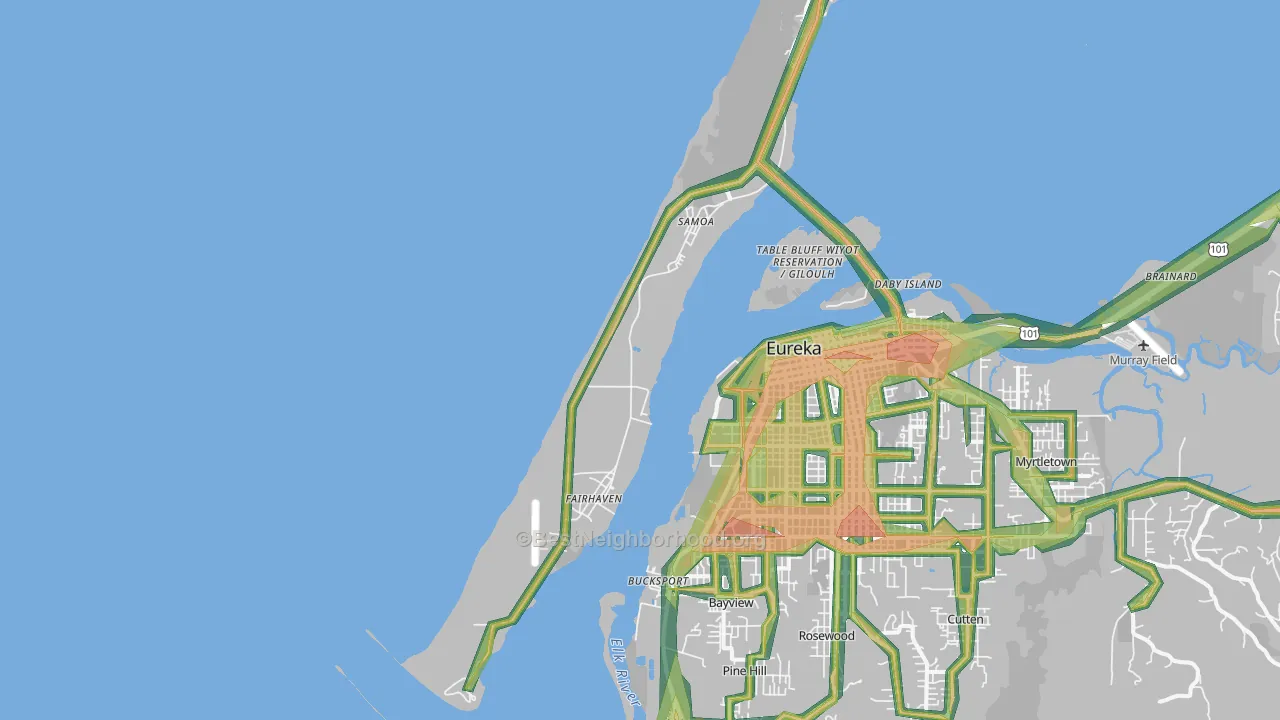 Samoa, CA Map of Noise Levels in Samoa
